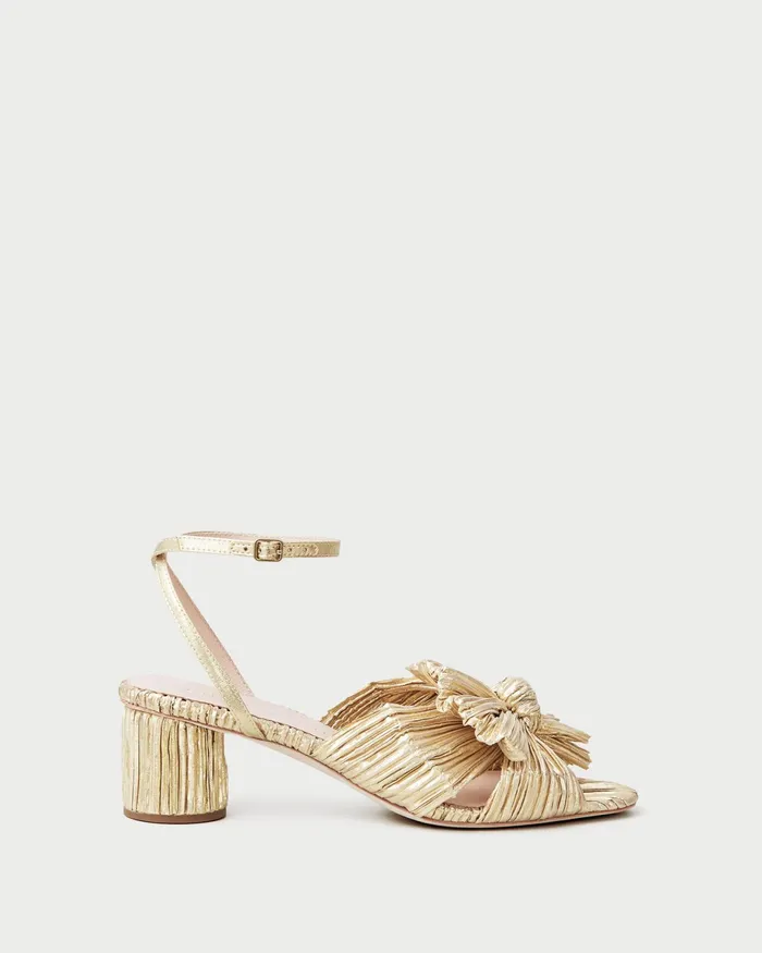 Loeffler Randall Dahlia Bow Mule Gold Women Heeled Sandals Loeffler Randall Dahlia Bow Mule Gold Women Heeled Sandals