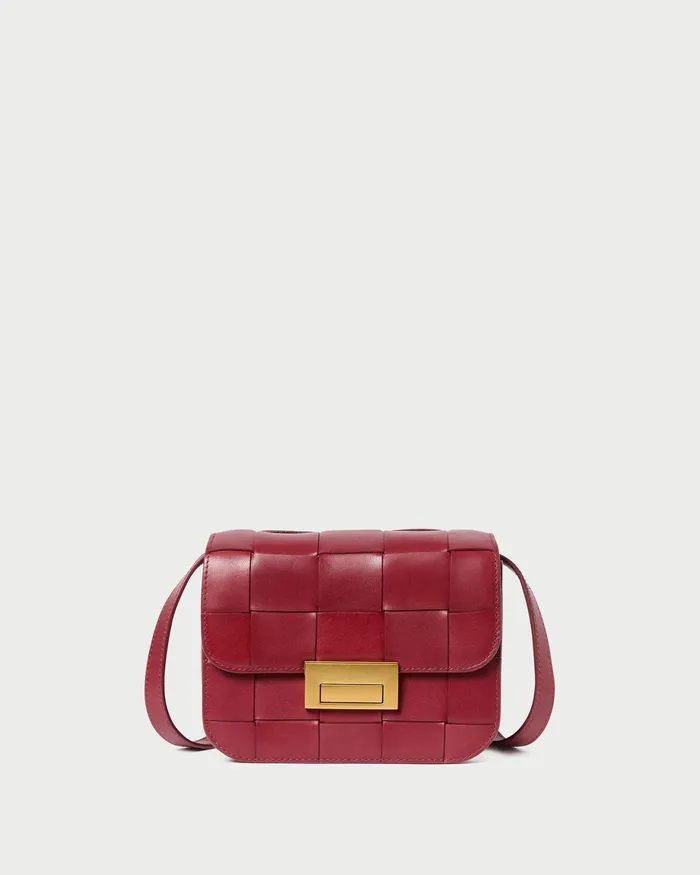 Loeffler Randall Desi Wine Woven Leather Crossbody Women Crossbodies