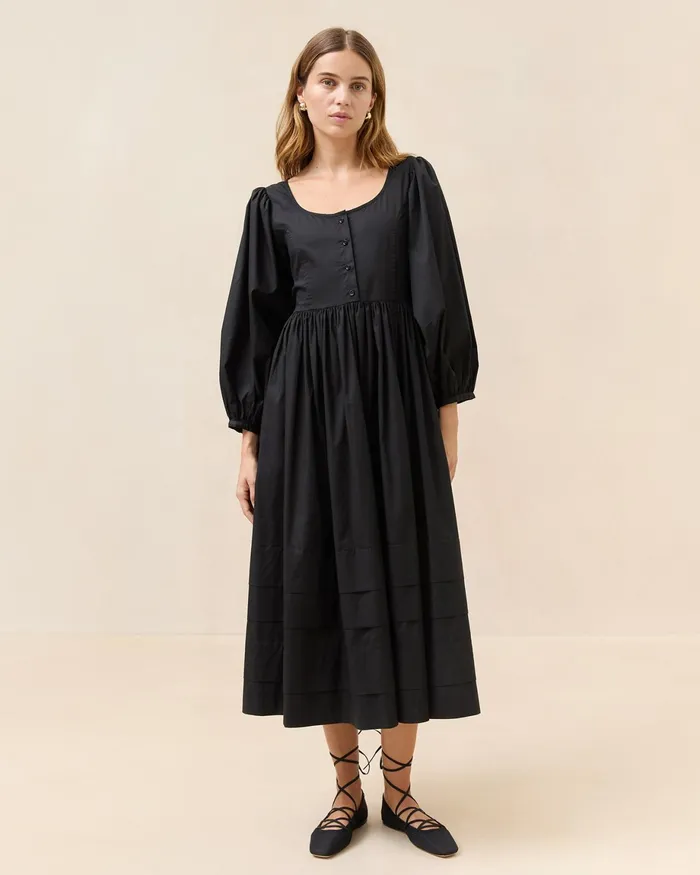 Loeffler Randall Diane Black Cotton Dress Women Dresses