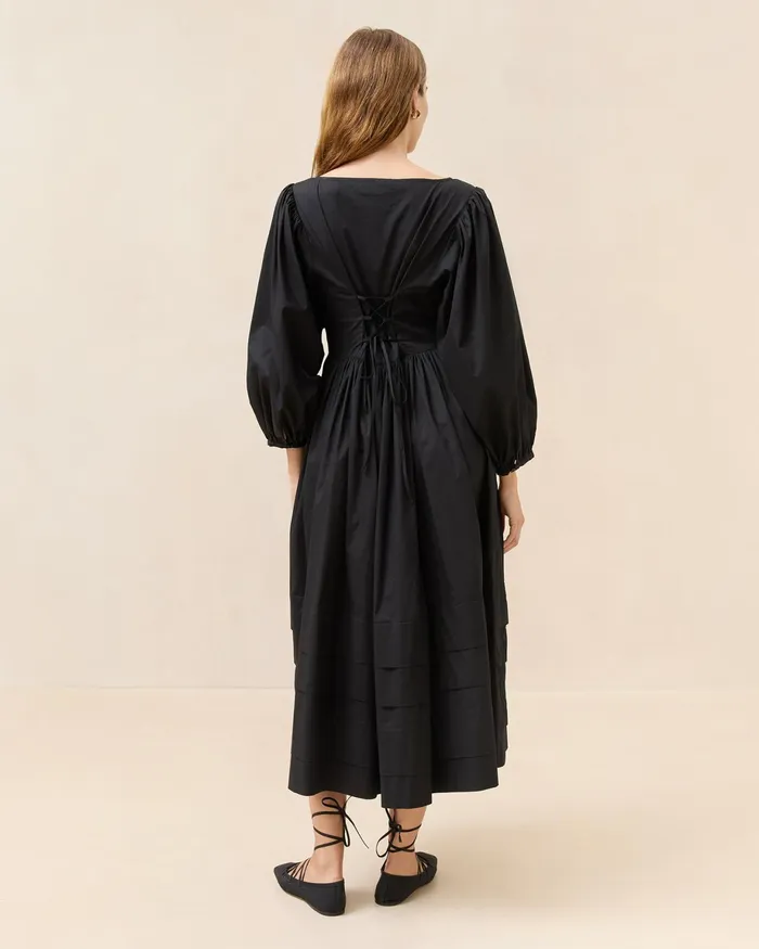 Loeffler Randall Diane Black Cotton Dress Women Dresses Loeffler Randall Diane Black Cotton Dress Women Dresses