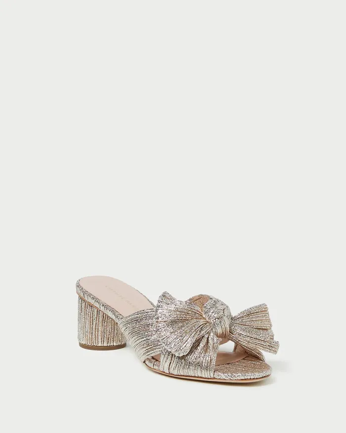 Loeffler Randall Emilia Champagne Pleated Bow Heel L Heeled Sandals L Footwear Women Heeled Sandals Loeffler Randall Emilia Champagne Pleated Bow Heel L Heeled Sandals L Footwear Women Heeled Sandals