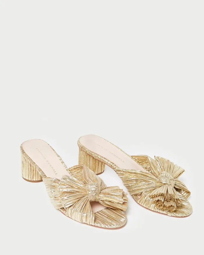 Loeffler Randall Emilia Gold Bow Heel Women Heeled Sandals Loeffler Randall Emilia Gold Bow Heel Women Heeled Sandals