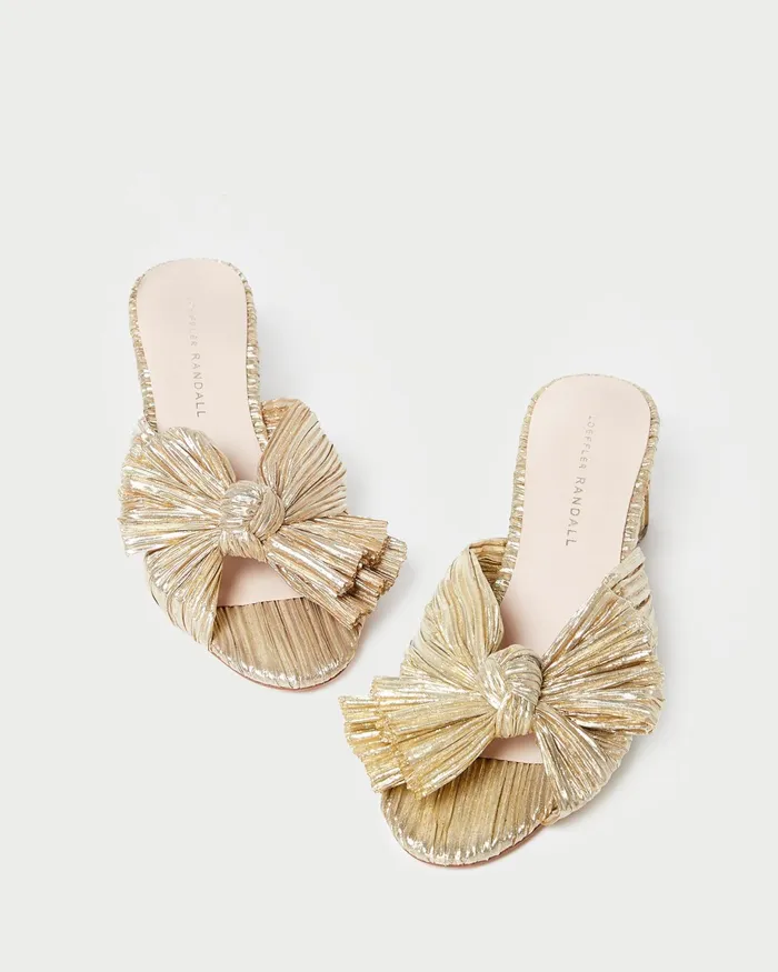 Loeffler Randall Emilia Gold Bow Heel Women Heeled Sandals Loeffler Randall Emilia Gold Bow Heel Women Heeled Sandals