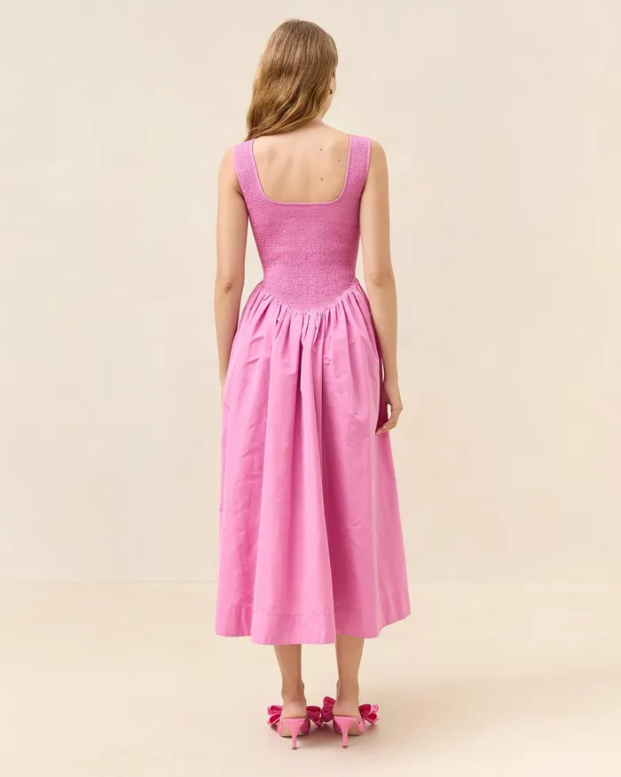 Loeffler Randall Estelle Pink Smocked Dress Women Dresses Loeffler Randall Estelle Pink Smocked Dress Women Dresses