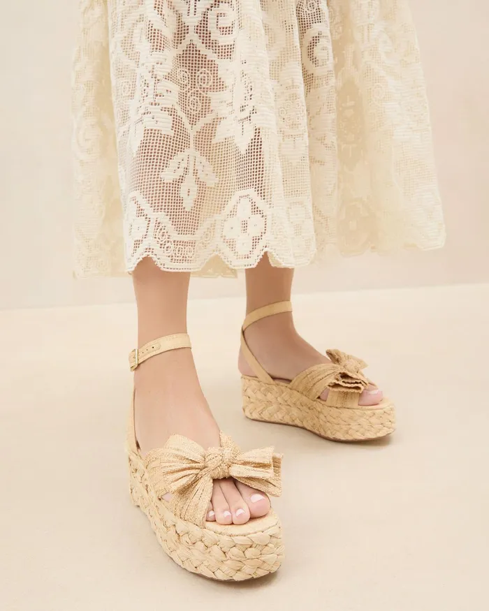 Loeffler Randall Gaby Natural Pleated Bow Espadrille L Espadrilles L Footwear Women Flats and Loafers Loeffler Randall Gaby Natural Pleated Bow Espadrille L Espadrilles L Footwear Women Flats and Loafers