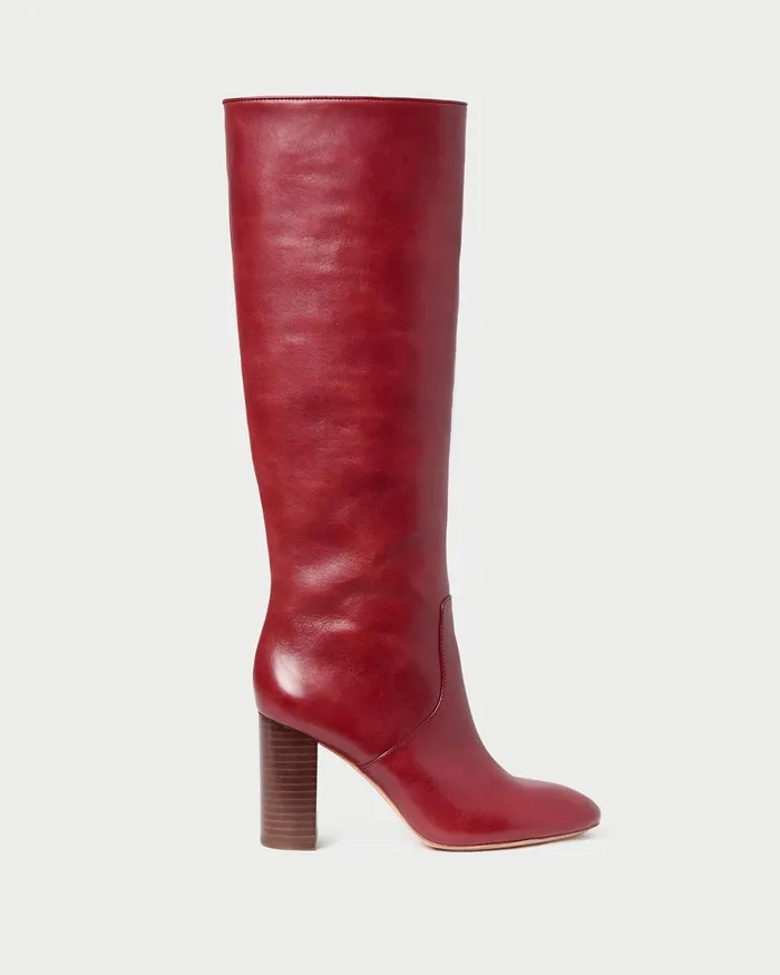Loeffler Randall Goldy Wine Leather Tall Boot Women Boots