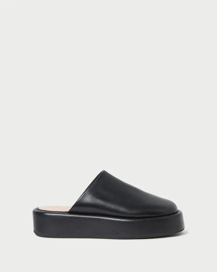 Loeffler Randall Haven Black Leather Mule Women Flats and Loafers