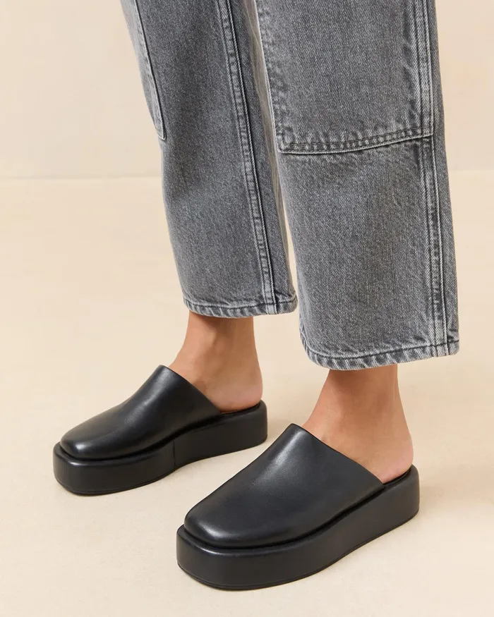 Loeffler Randall Haven Black Leather Mule Women Flats and Loafers Loeffler Randall Haven Black Leather Mule Women Flats and Loafers