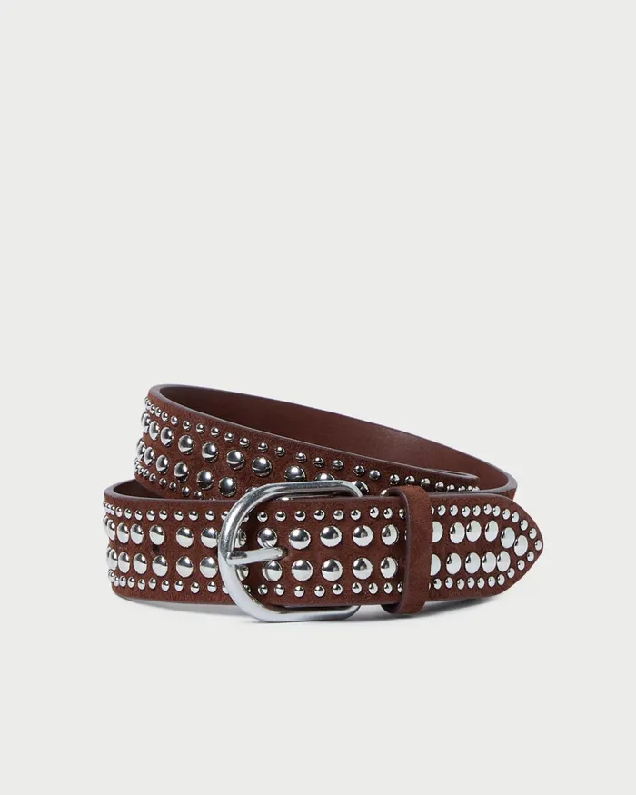 Loeffler Randall Isaac EspressoSilver Studded Belt Women Belts