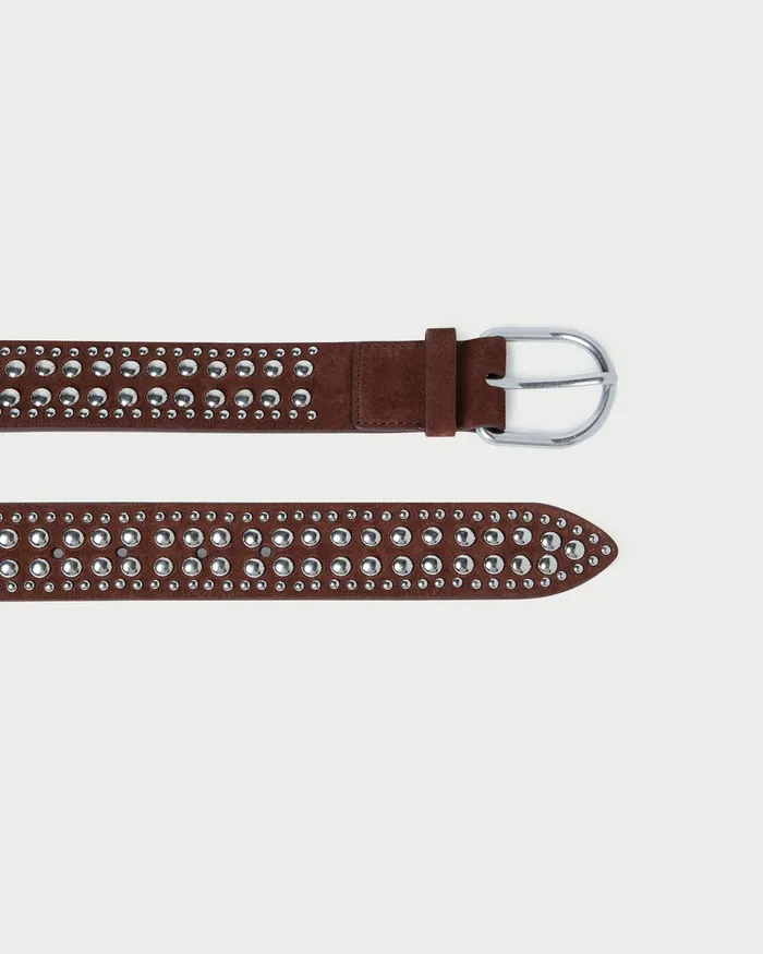 Loeffler Randall Isaac EspressoSilver Studded Belt Women Belts Loeffler Randall Isaac EspressoSilver Studded Belt Women Belts