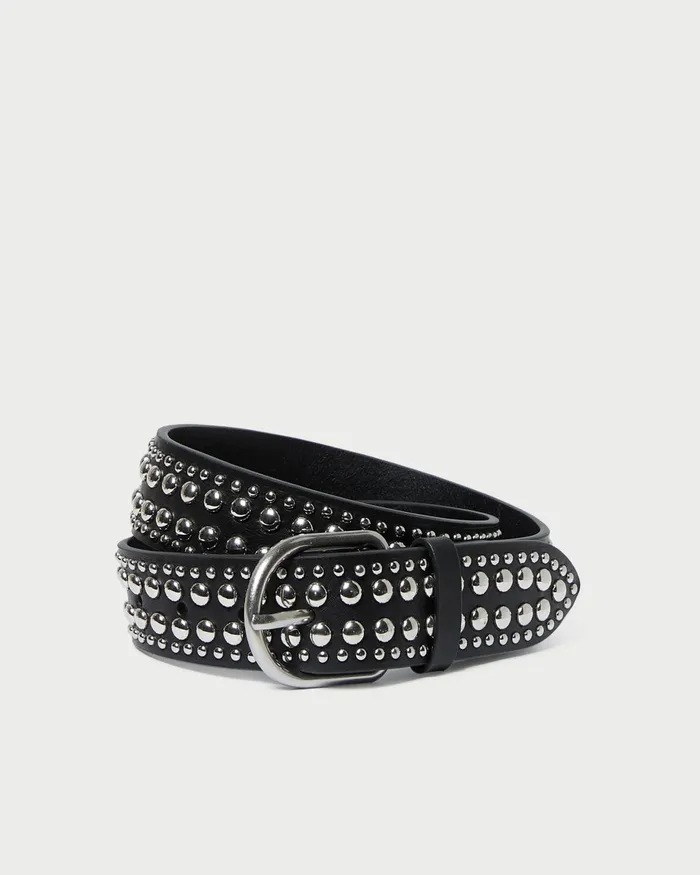 Loeffler Randall Isaac EspressoSilver Studded Belt Women Belts Loeffler Randall Isaac EspressoSilver Studded Belt Women Belts
