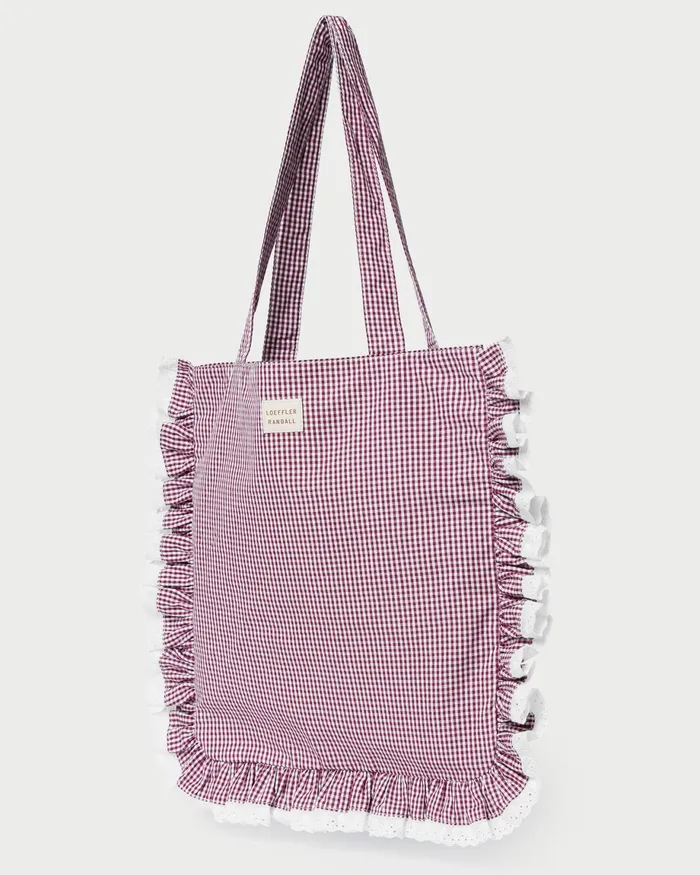 Loeffler Randall Justine Maroon Ruffle Tote Women Totes Loeffler Randall Justine Maroon Ruffle Tote Women Totes