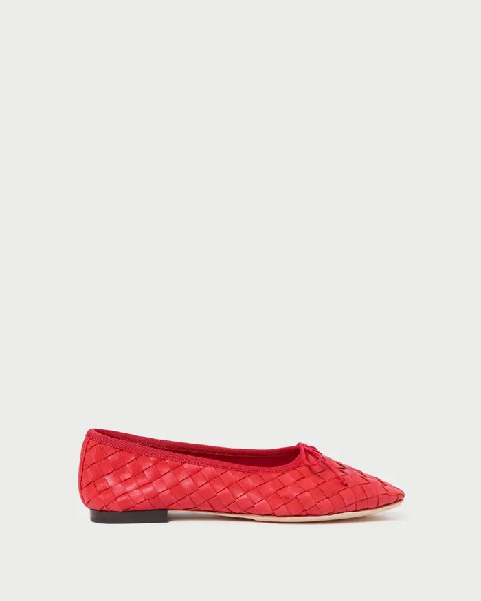 Loeffler Randall Landry Red Woven Ballet Flat Women Flats and Loafers Loeffler Randall Landry Red Woven Ballet Flat Women Flats and Loafers