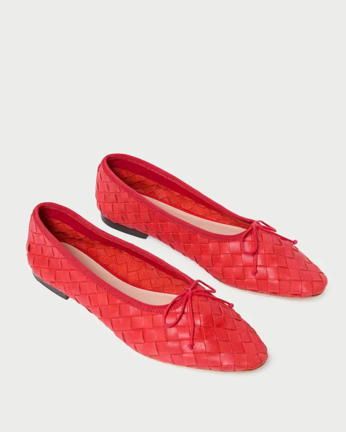 Loeffler Randall Landry Red Woven Ballet Flat Women Flats and Loafers Loeffler Randall Landry Red Woven Ballet Flat Women Flats and Loafers