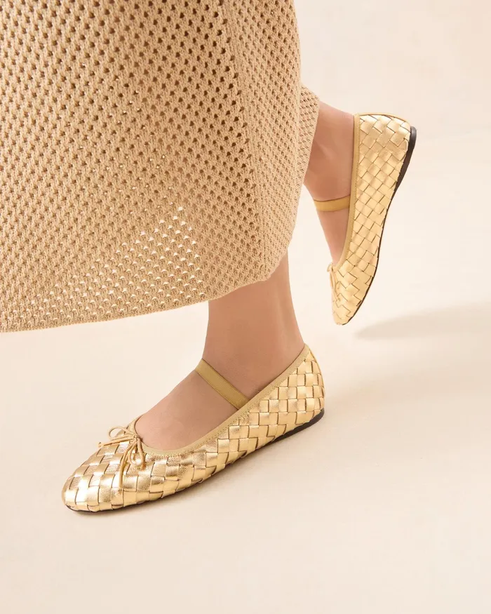 Loeffler Randall Leonie Gold Woven Ballet Flat I Flats I Footwear Women Flats and Loafers Loeffler Randall Leonie Gold Woven Ballet Flat I Flats I Footwear Women Flats and Loafers