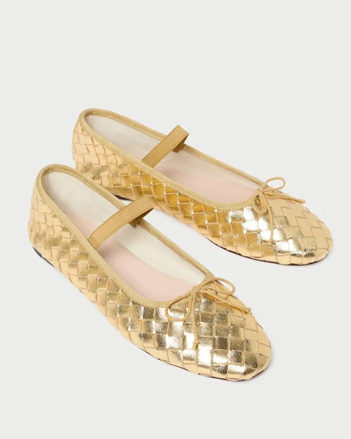 Loeffler Randall Leonie Gold Woven Ballet Flat I Flats I Footwear Women Flats and Loafers Loeffler Randall Leonie Gold Woven Ballet Flat I Flats I Footwear Women Flats and Loafers