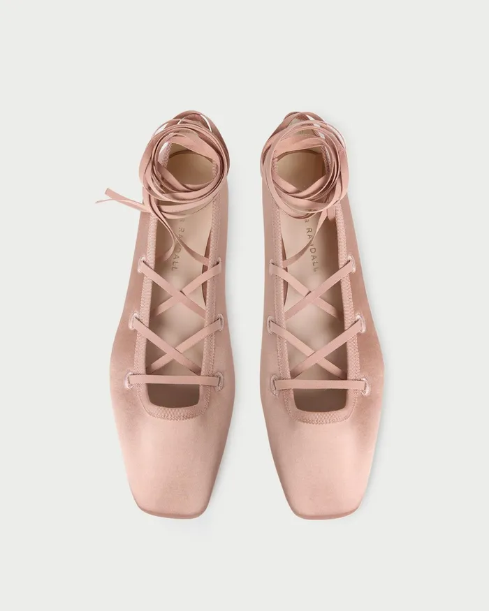 Loeffler Randall Louisa Blush LaceUp Ballet Flat Women Flats and Loafers