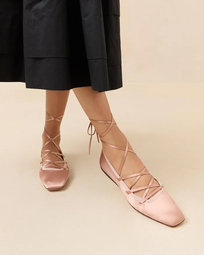 Loeffler Randall Louisa Blush LaceUp Ballet Flat Women Flats and Loafers Loeffler Randall Louisa Blush LaceUp Ballet Flat Women Flats and Loafers