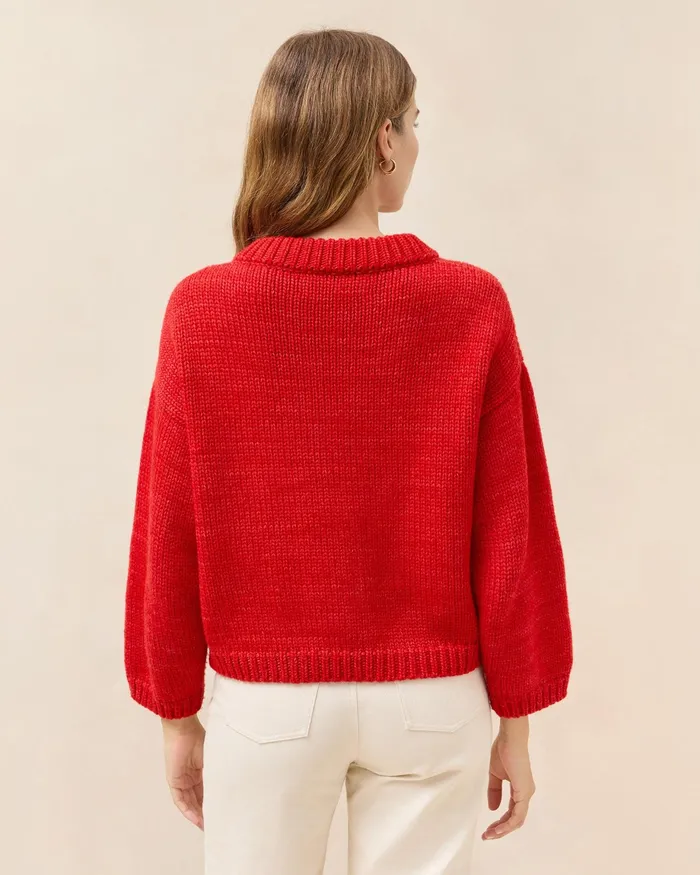 Loeffler Randall Maddie Red Wool Cardigan Women Knitwear Loeffler Randall Maddie Red Wool Cardigan Women Knitwear