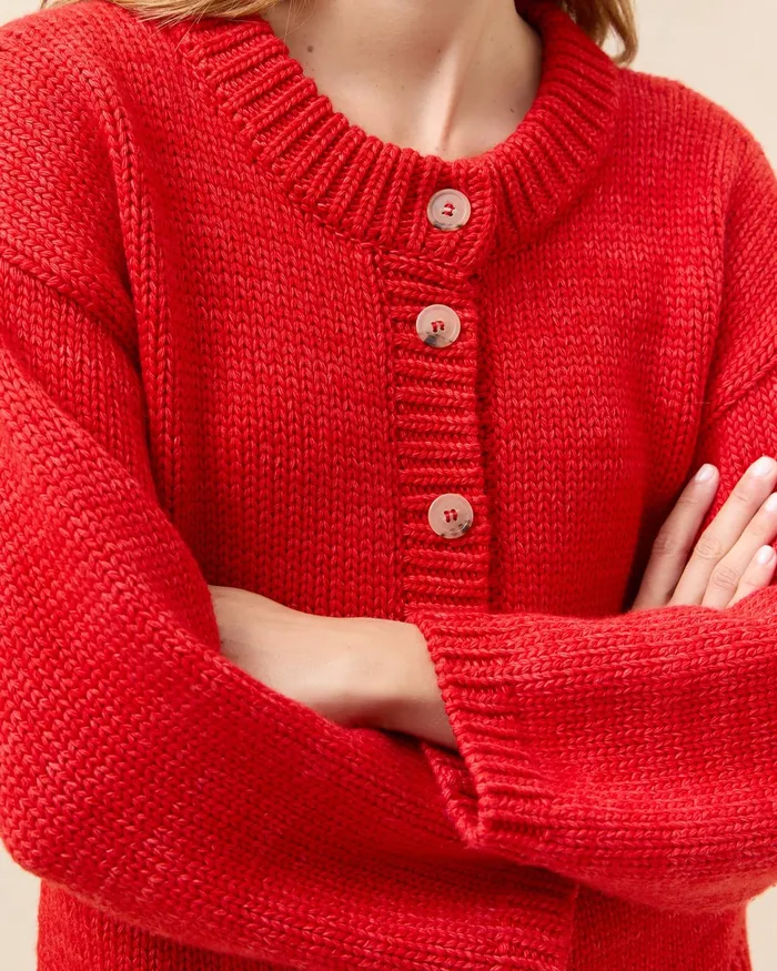 Loeffler Randall Maddie Red Wool Cardigan Women Knitwear Loeffler Randall Maddie Red Wool Cardigan Women Knitwear