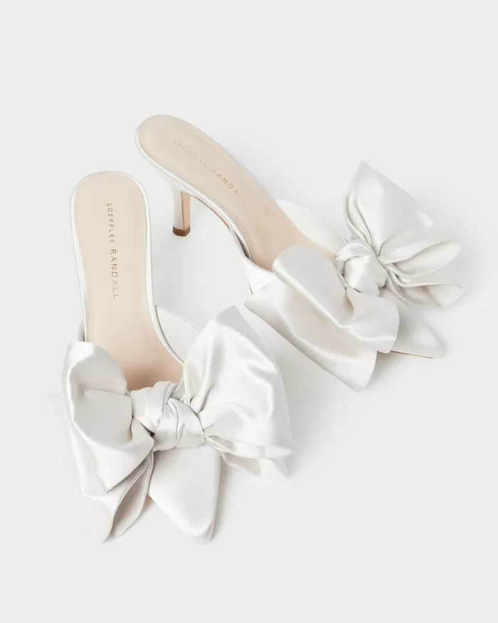 Loeffler Randall Margot Cream Satin Bow Mule L Pumps L Footwear Women Pumps and Mules Loeffler Randall Margot Cream Satin Bow Mule L Pumps L Footwear Women Pumps and Mules
