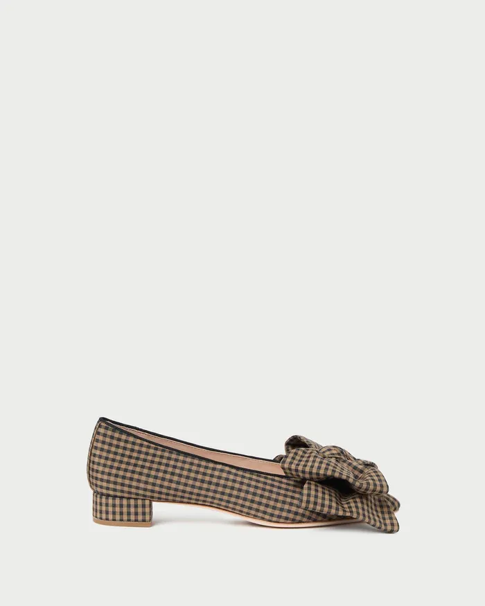 Loeffler Randall Noa BrownBlack Check Bow Flat Women Flats and Loafers Loeffler Randall Noa BrownBlack Check Bow Flat Women Flats and Loafers
