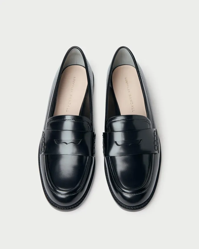 Loeffler Randall Rachel Black Leather Loafer Women Flats and Loafers