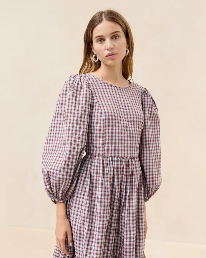 Loeffler Randall Ramina BlueMaroon Plaid Dress Women Dresses Loeffler Randall Ramina BlueMaroon Plaid Dress Women Dresses