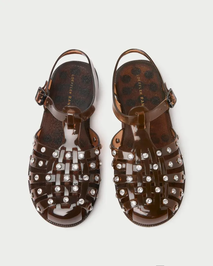 Loeffler Randall Rhys Brown Jelly Sandal Women Flat Sandals