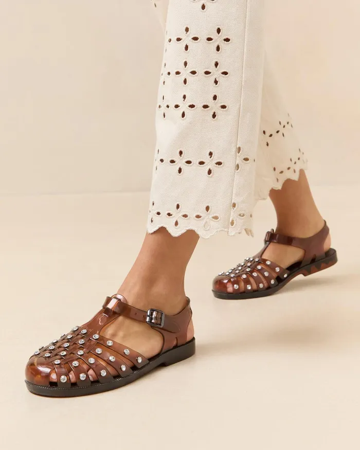 Loeffler Randall Rhys Brown Jelly Sandal Women Flat Sandals Loeffler Randall Rhys Brown Jelly Sandal Women Flat Sandals