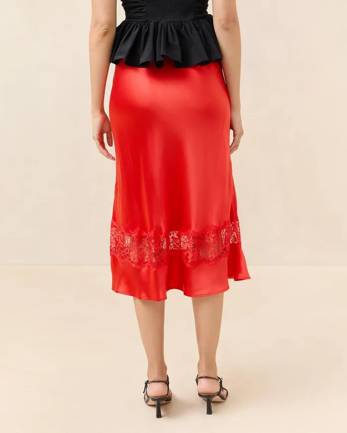 Loeffler Randall Saskia Red Silk Skirt Women Bottoms Loeffler Randall Saskia Red Silk Skirt Women Bottoms