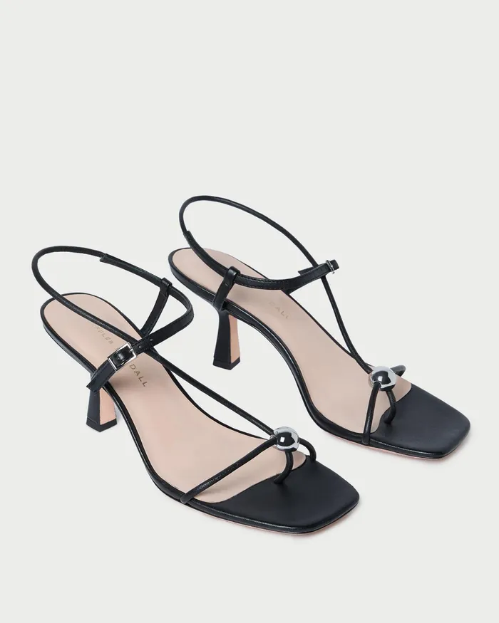 Loeffler Randall Triana Black Leather MidHeel Sandal Women Heeled Sandals Loeffler Randall Triana Black Leather MidHeel Sandal Women Heeled Sandals