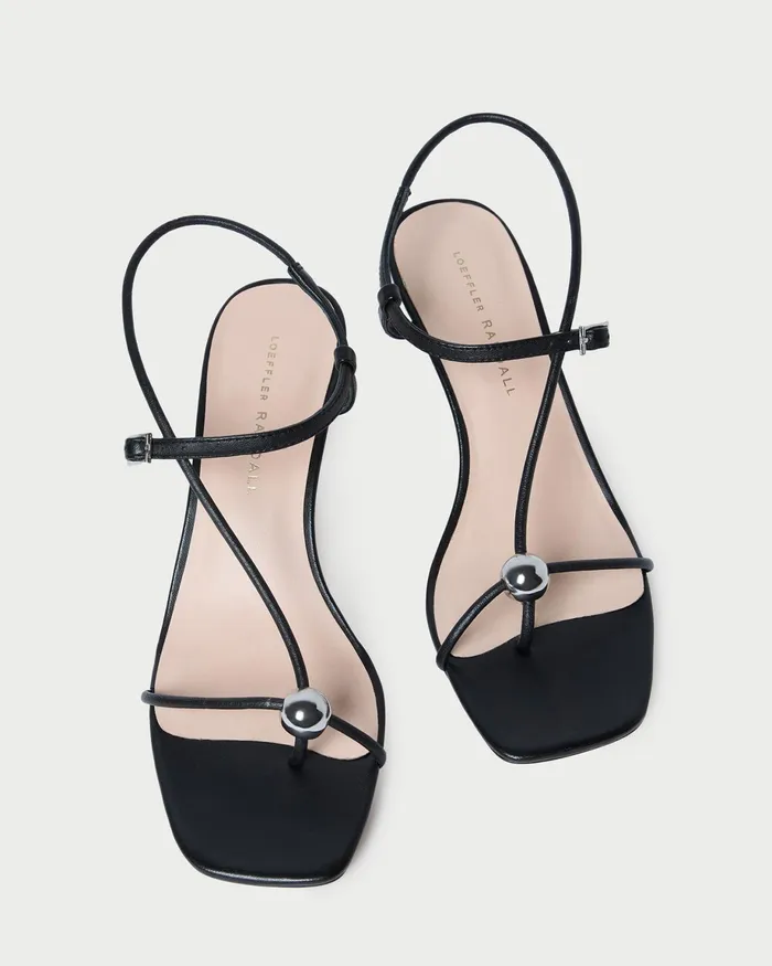 Loeffler Randall Triana Black Leather MidHeel Sandal Women Heeled Sandals Loeffler Randall Triana Black Leather MidHeel Sandal Women Heeled Sandals