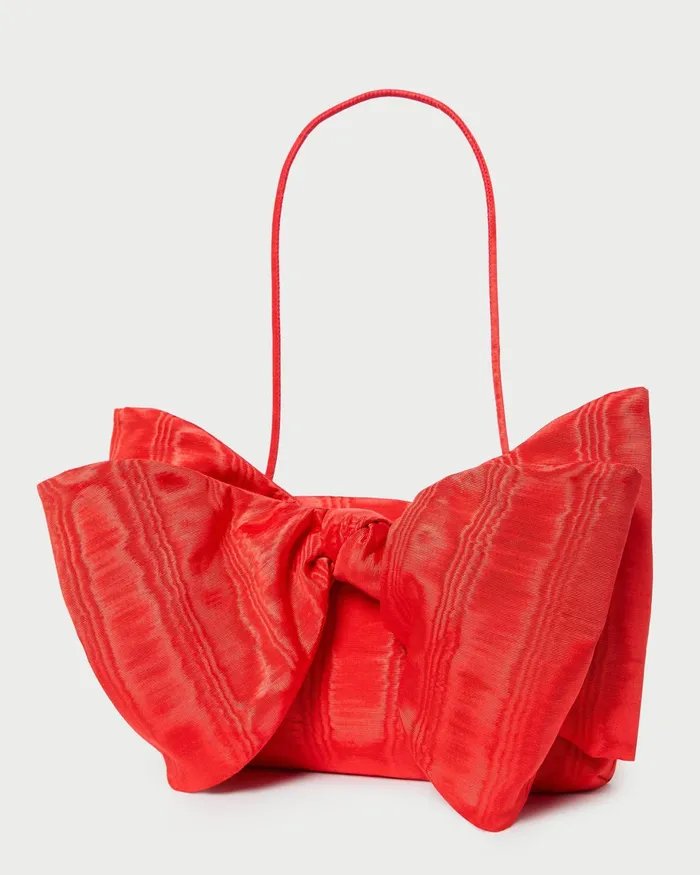 Loeffler Randall Valerie Red Moir Bow Clutch Women Shoulder Bags Loeffler Randall Valerie Red Moir Bow Clutch Women Shoulder Bags
