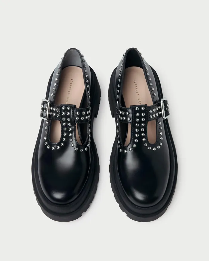 Loeffler Randall Verona BlackSilver Mary Jane Women Flats and Loafers