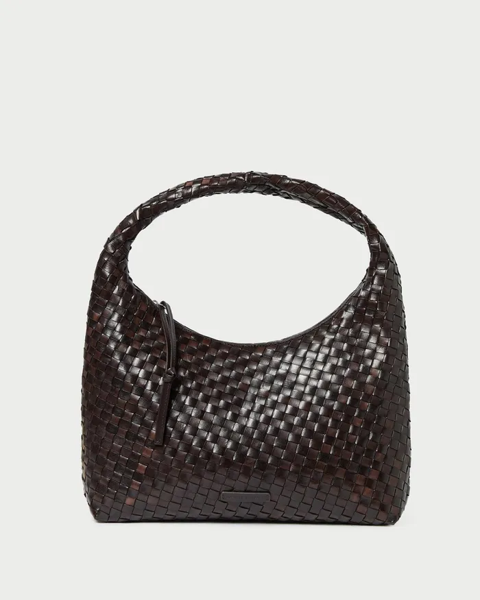 Loeffler Randall Willow Chocolate Woven Leather Hobo Women Shoulder Bags