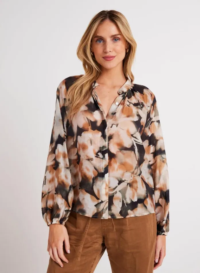 Long Sleeve Shirred Raglan Shirt 8211 Harvest Floral Print Women Bella Dahl Button Down