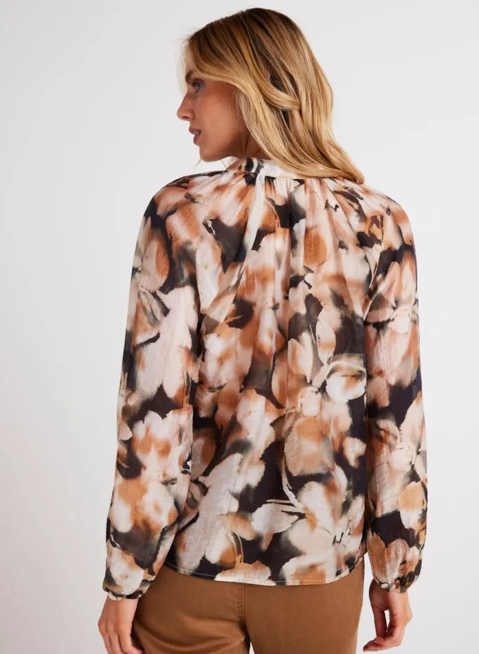 Long Sleeve Shirred Raglan Shirt 8211 Harvest Floral Print Women Bella Dahl Button Down