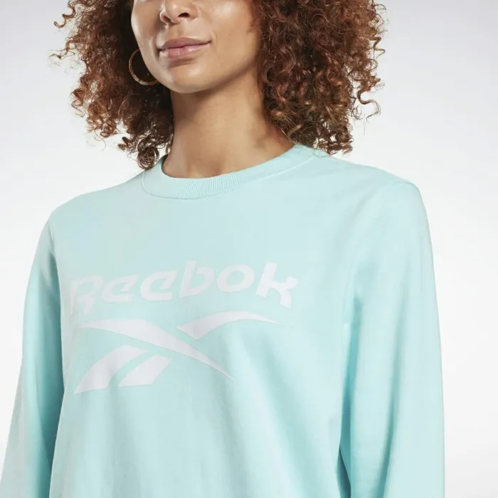 Loungewear Womens Reebok Identity Logo French Terry Crew Sweatshirt Digital Glow