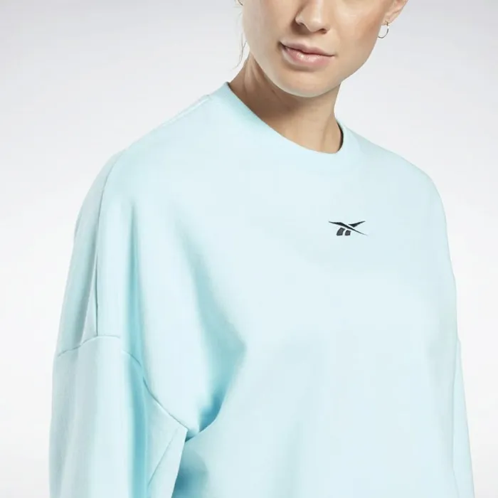 Loungewear Womens Reebok Studio Cropped French Terry Crew Sweatshirt Digital Glow