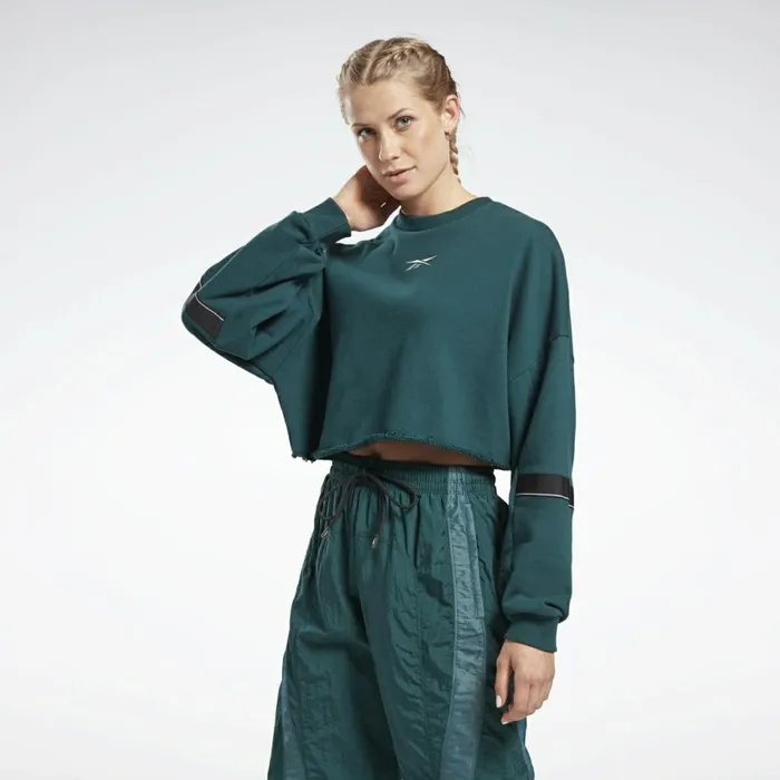 Loungewear Womens Reebok Studio Cropped French Terry Crew Sweatshirt Forest Green Loungewear Womens Reebok Studio Cropped French Terry Crew Sweatshirt Forest Green