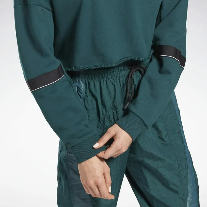 Loungewear Womens Reebok Studio Cropped French Terry Crew Sweatshirt Forest Green