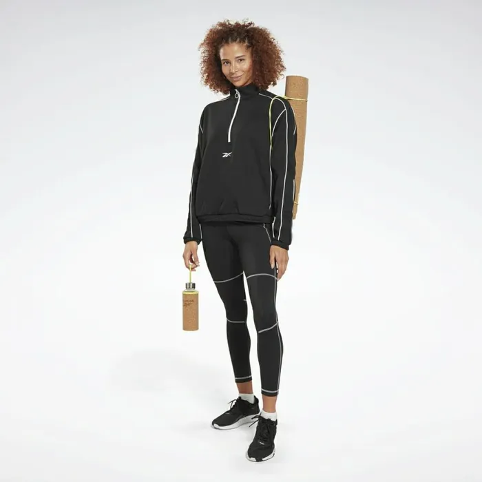 Loungewear Womens Reebok Workout Ready 12 Zip Sweatshirt Black