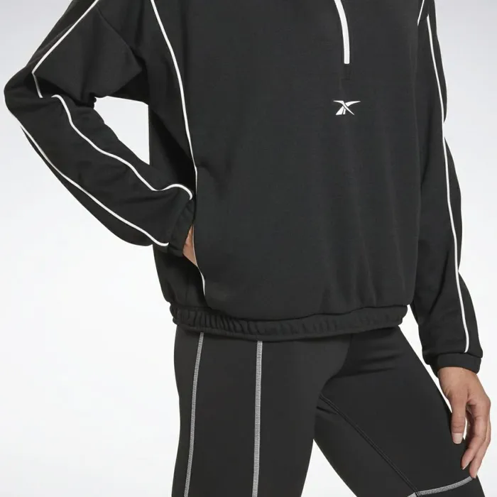 Loungewear Womens Reebok Workout Ready 12 Zip Sweatshirt Black