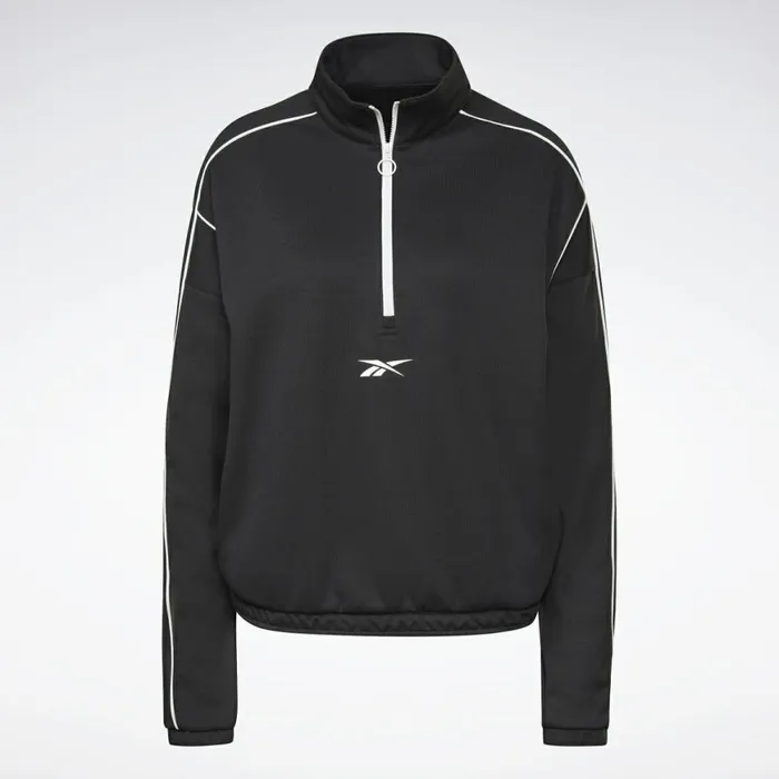 Loungewear Womens Reebok Workout Ready 12 Zip Sweatshirt Black