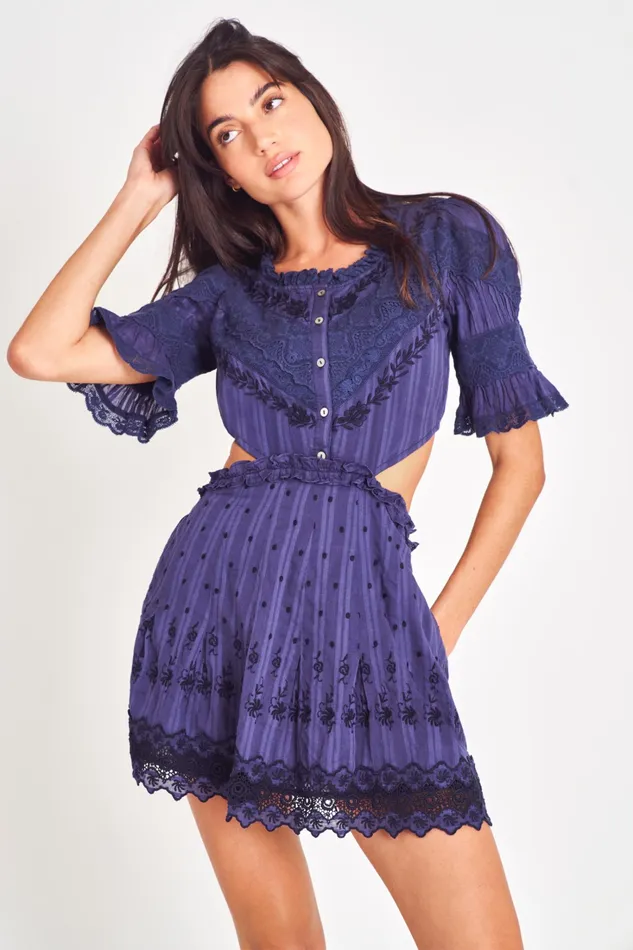 LoveShackFancy Dresses Womens Delina Mini Dress MIDNIGHT