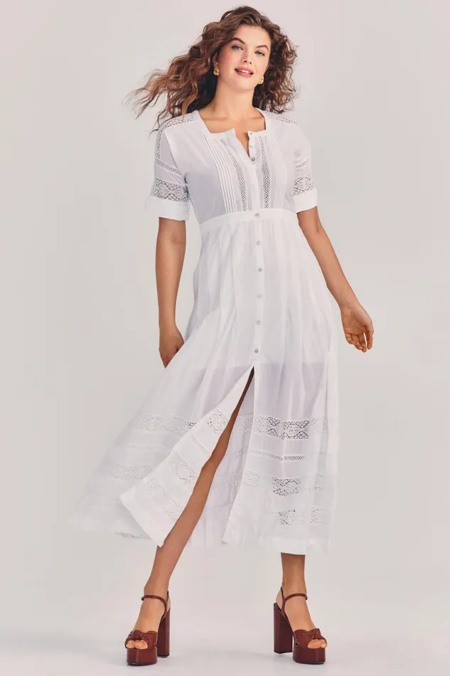 LoveShackFancy Dresses Womens Edie Midi Dress White