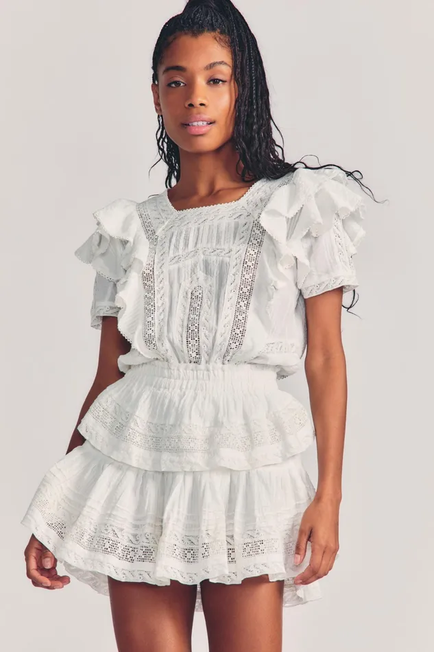 LoveShackFancy Dresses Womens Stella Mini Dress ANTIQUE WHITE