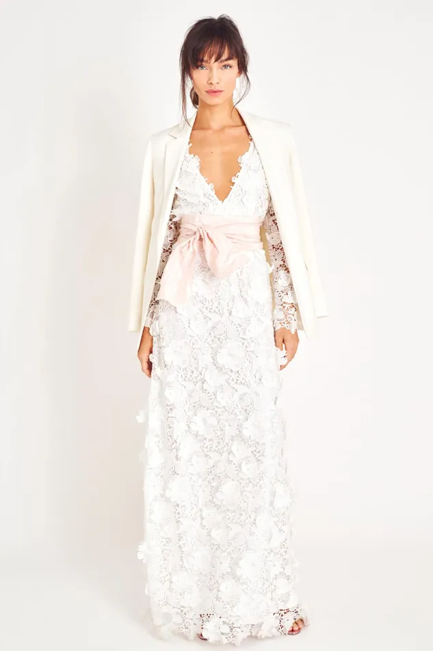LoveShackFancy Dresses Womens Sylvester Gown TRUE WHITE