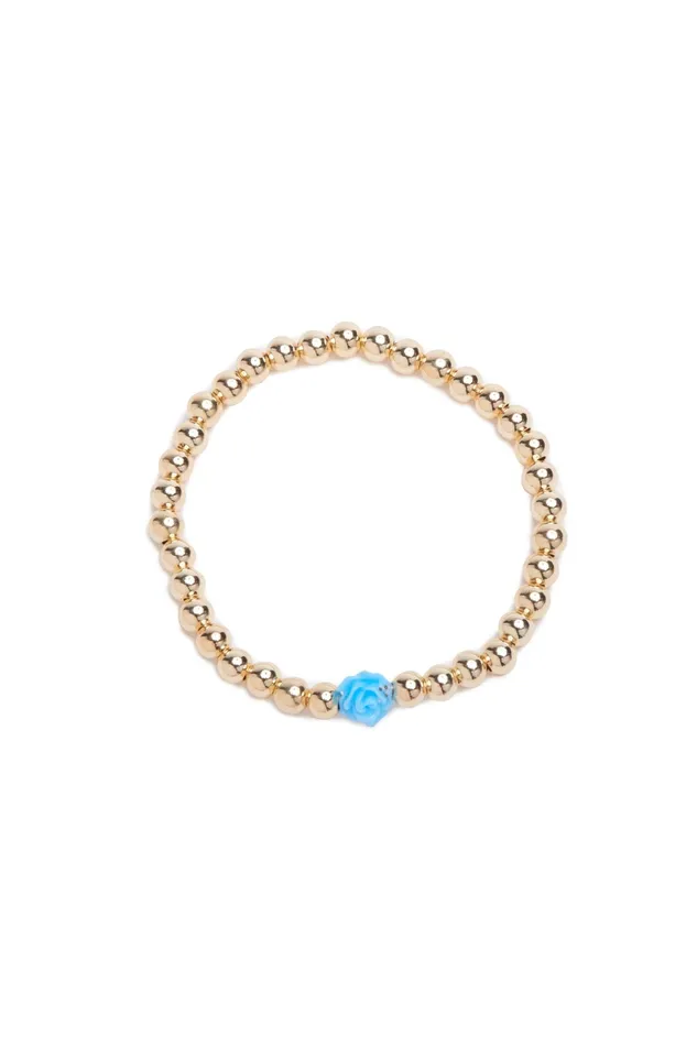 LoveShackFancy Jewelry Womens Alexa Leigh 5mm Flower Bracelet BLUE